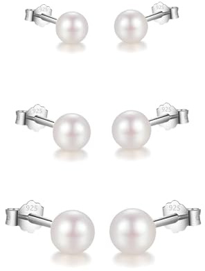 HinDaLi Boucles d'oreilles Argent 925 Perle Clous d'oreilles Femme | Boucles d'oreilles Perles Femme Boucles d oreille Argent Boucles d'oreilles Femme Petite Boucles d oreilles Perles de Culture