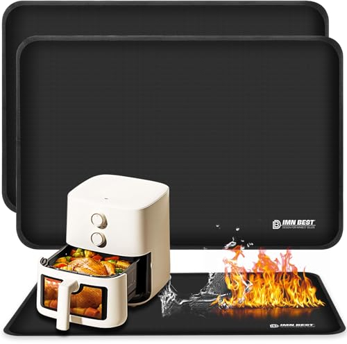 2 Pcs Alfombrilla resistente al calor para freidora de aire, alfombrillas de silicona ignífugas para encimera de cocina, protector de encimera, antideslizante e impermeable 45 x 35cm