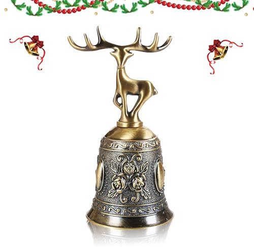 TCXWHSSM Rufglocke Weihnachten, Weihnachten Handglocke, Traditionelle Vintage Gold Tischglocke, Weihnachtsglocke, für Hotel Rezeption, Bars, Küche, Schule, Restaurant, Schule und Lagerhallen