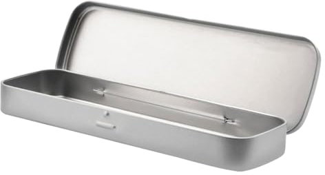 XXLKVSK Portable Metal Pencil Box Pen Holder Makeup Brush Organiser Stationery Box Metal Hinged Tin Case Silver Pencil Case for Pen Craft Organize