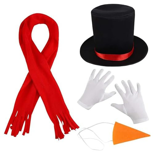 DINSOAVR Mütze, Schneemann-Hut für Kinder, Winter, Outdoor, Schneemann, Kostüm-Set, Schal, Handschuhe, Themenparty, Maskerade, Kostüm-Zubehör