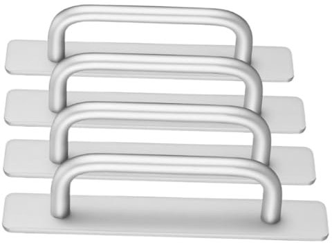 JEWEDECO 4pcs Style Aluminum Alloy Handles No Punch Needed Stick Handles for Doors Windows Cabinets Easy Application Tile Glass Marble
