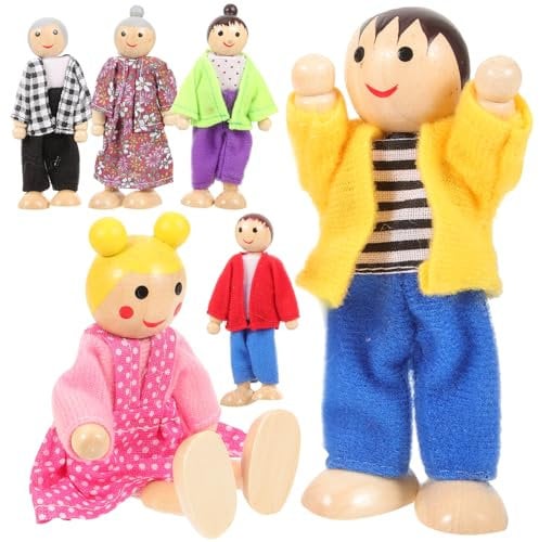 KONTONTY Figurines Familiales pour Maison De Poupées Petites Poupées Bois Jouets De Rôle pour Garçon Fille