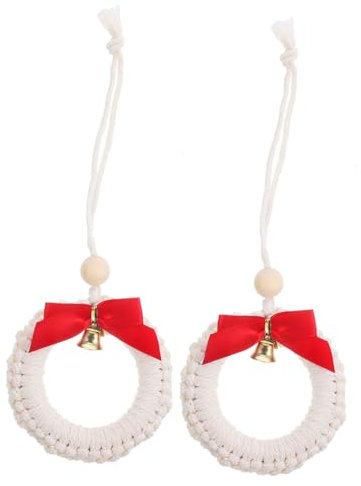 MAGICLULU 2St Geflochtener Weihnachtskranz drinnen Weihnachtskugeln als Ornamente Dekorationen weihnachtsdeko weihnachtsbaumdeko Makramee-Wanddekoration Makramee-Weihnachtsschmuck Baumwolle