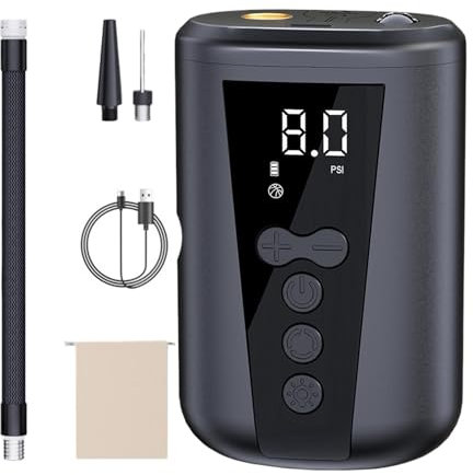 Ball Pump - Smart Ball Pump, Automatic Air Pump, Digital Smart Air Pump with LED Light | Battery Operated Pump, Rechargeable Football Inflator with