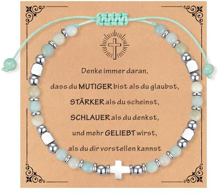 TOLOWOBK Geschenke für Damen Mädchen Chakra Perlenarmband Edelstein Armband | Herz Charm Heilsteine Naturstein Armbänder mit Karte Geschenk für Tochter Enkelin Schwester Geburtstag Schulstart Weihnachten