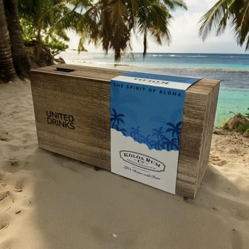 Kōloa Rum Tasting Collection Gift Set 5x3cl | Ultra Premium Hawaiian Rum | Wax-Sealed Miniature Glass Bottles with Wooden Box