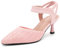 fereshte Women's Low Kitten Heels Knit Pumps Elastic Ankle Strap Slingback Dress Shoes, Pink, 6 UK