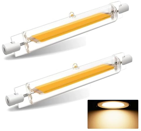 ZJZG R7S LED 118mm Dimmbar, R7S 118mm 20W Ersatz für 200W Halogen Leuchtmittel, Leuchtmittel LED Stab Warmweiß 3000K 2000LM, Kein Flackern, 360°Abstrahlwinkel, 2er Pack