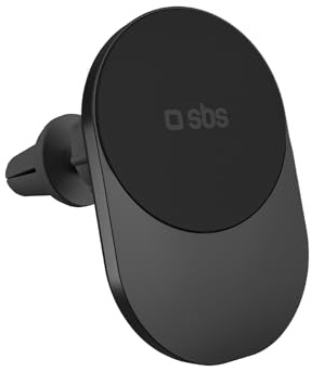 SBS Qi2 15W Caricatore Wireless MagSafe, Porta Cellulare Auto Magnetico, Attacco Bocchetta dell'Aria, Ricarica Rapida, Alimentazione USB-C, Caricabatterie per iPhone, Android, Nero