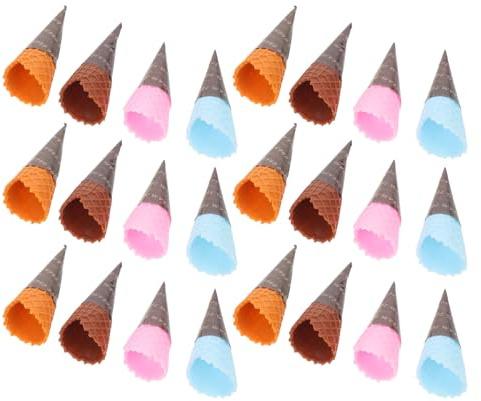 MUSISALY 24 Kleiner Eiswaffeln Realistische Künstliche Waffeln in Braun Pink und Blau Puppenhaus Zubehör für Dessertfotografie und Basteln