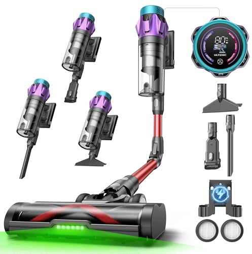 Ultenic U18 Pro Aspirateur Balai sans Fil | 55kPa Puissant Poils d'animaux | GreenEye | 80min Autonomie | HEPA H13 Anti-Allergie | Tube Pliable | Maison & Voiture