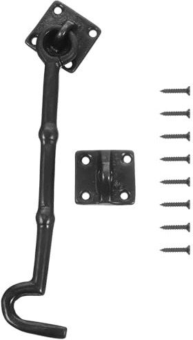 Lurrose Crochet de Fenêtre Rétro en Laiton Massif 18,5 Cm Noir Crochet Coupe-vent Chinois Ancien pour Porte et Fenêtre Coulissante Vis, Accessoire de Verrouillage Vintage Robuste, Solide
