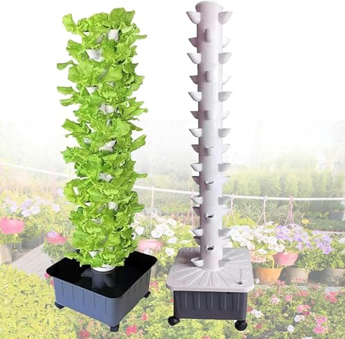 Tour hydroponique de 15 étages et 45 Trous, système Culture, aquaponique, Tour for Plantes potagères, Cadeau