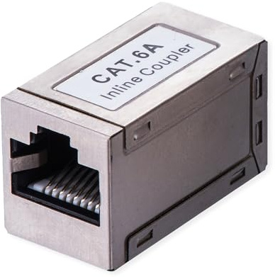 VALUE RJ45 Kupplung Cat6A STP geschirmt Metallgehäuse Netzwerk Verbinder LAN Kabel Kupplung 1:1 Ethernet Adapter RJ45 Buchse auf Buchse kompakt für Patchkabel Verlängerung Silber
