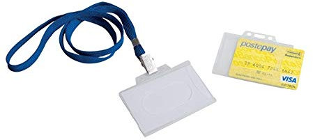 agendepoint.it porta badge in plastica rigida con laccio per carte di credito e tessera magnetica (2 pezzi)