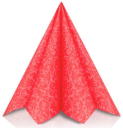 GRUBly® Servietten ROT, Stoffähnlich [50 Stück], Hochwertige rote Servietten, Tischdekoration für Jubiläum, Hochzeit, Geburtstag, Feiern, 40x40cm, AIRLAID QUALITÄT