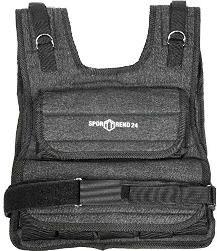 Sporttrend 24® Gewichtsweste mit herausnehmbaren Gewichten Größenwahl | Trainingsweste Fitnessweste Sportweste Weighted Vest Laufweste Fitness Weste für Klimmzüge Liegestütze Kniebeuge Laufen
