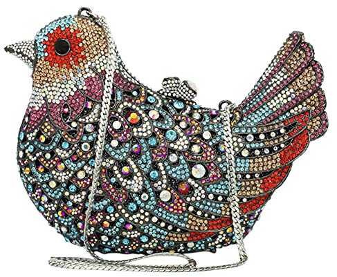 Santimon Damenhandtaschen Glitzer-Clutch Steine Abendtasche Strass Handtasche Diamant Hochzeit Party-Handtaschen Luxus Vogel