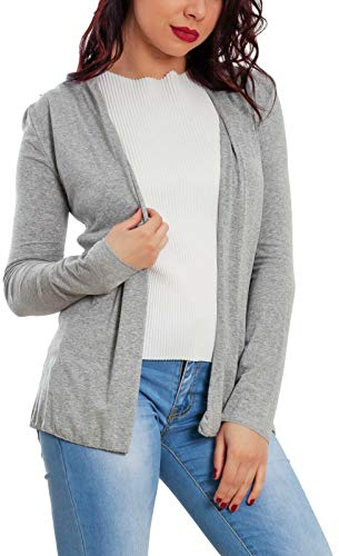 Toocool - Cardigan Donna spolverino Coprispalle Leggero Elegante Giacca VI-0086 [Taglia Unica,Grigio Melange]