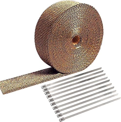 Cinta de Escape Térmica para Motocicleta Cinta Aislante Anticalor Aislante para Tubos de Escape en Fibra de Vidrio Disipación de Calor Protección Contra el Calor con 10 Bridas Metálicas