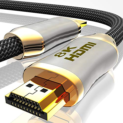 HDMI Kabel 2.1 Glasfaser - 8K 120Hz – 4k 240Hz HDR10+ 3D eARC CEC HDCP 2.3 Optisches Ultra High Speed vergoldete Kontakte Glasfaserkabel mit Zinklegierung Stecker Knickschutz, Schwarz (schwarz, 3M)