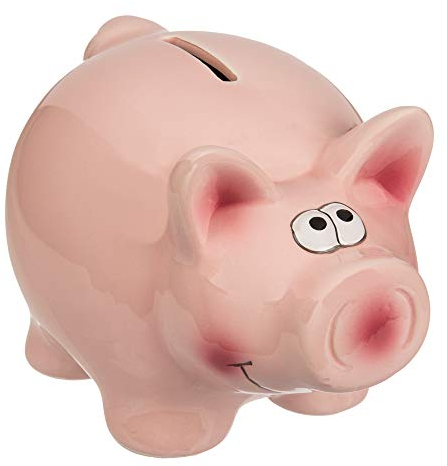 PhiLuMo Keramik Spardose/Sparbüchse - Schwein Frederick - abschliessbar 16 x 12 cm