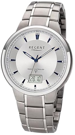 Regent Armbanduhr für Herren in der Farbe Silber mit Armband aus Titanium, Wasserdichtigkeit: 5 bar, Gehäusedurchmesser: 40 mm, 11030189