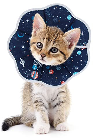 SLSON Collerettes pour Chat Anti-Morsure Protection Ajustable Collier de Récupération Comfy Cone pour Chat et Chiots,Bleu (S)