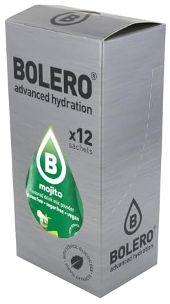 Bolero Drink Mix | 12x3g Instant Drink Sticks je Packung | Getränkepulver | Kalorienarm | Zucker- & Glutenfrei | Nahrungsergänzungsmittel (Mojito)