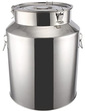 Milchkanne 5-100L Lebensmittelqualität 201 Edelstahl Milchtransporteimer Weinkübel Wasserkrug Flüssig Fest Lagerfass Teedose Mit Silikonversiegeltem Deckel,5L