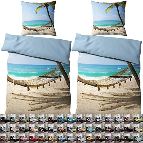 Sanilo® Bettwäsche 135x200 cm, 100% feinste Baumwolle, 4-teilig, Bettbezug, Kissenbezug 80x80cm, Oeko-TEX Zertifiziert (4-teilig 135x200 cm, Holiday)