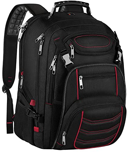 SINVICKO 18.4 Laptop Backpack for Men, Extra Large Gaming Backbag, TSA Friendly Big Capacity Heavy Duty Travel Computer Bag RFID Anti-theft Pocket Backbag,21.2 * 15.5 * 11.5inch Red