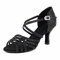 Syrads Donna Peep Toe Cross Strap Strass Tango Social Ballroom Scarpe da Ballo Latino Scarpe da Ballo per Feste di Matrimonio,Nero 7.5cm Heel,39 EU