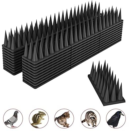 Taubenabwehr Spikes, Vogelabwehr Spikes Kunststoff, Taubenabwehr Balkon, 5.7m 3 Reihig, Vogelschutz Spikes für Tauben, Balkon, Katze, Marder, Zaun, Fensterbank, Dach - 20 Stück Schwarz