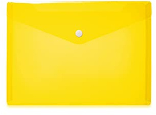 HERMA 20052 Dokumententasche A5 transparent gelb, kleiner Sichttaschen Umschlag mit Druckknopf, Briefumschlag aus Plastik für Schule, Uni, Büro, Reise
