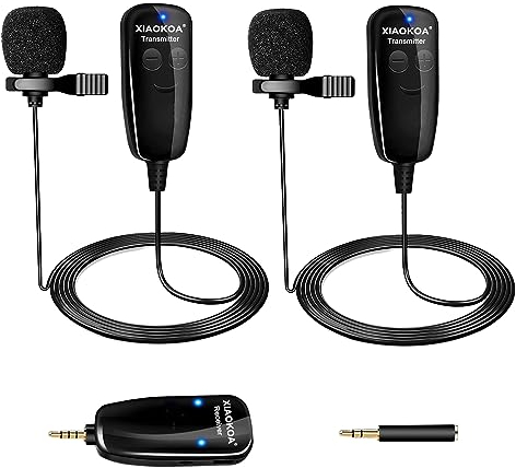 XIAOKOA Ansteckmikrofon Kabelloses Lavalier Mikrofon Handy, UHF Drahtloses Microphone für Kamera Smartphone Plug-Play Mini MIC für YouTube/Live Stream