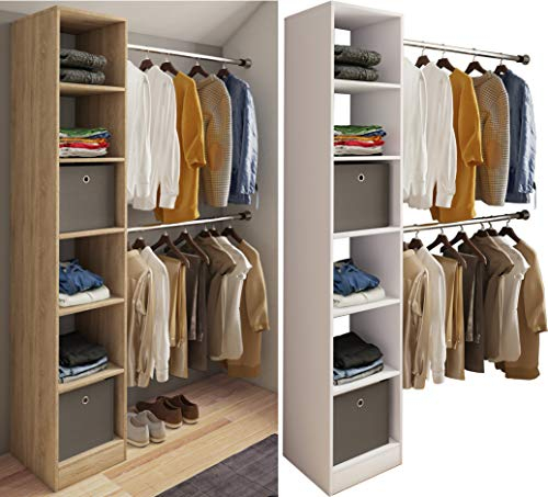 VCM Wood Open Wardrobe Walk-in Clothes Rack Sloping Shelf Dacho lll Wood Open Wardrobe Walk-in Clothes Rack Sloping Shelf Dacho lll White