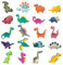 20 Stück kleine Dinosaurier-Stickflecken, Cartoon-Tierflecken für Kinder, Bügel- und Nähstoffaufkleber, DIY-Bekleidungszubehör, für Kleidung, Hüte, Rucksäcke (verschiedene Muster)