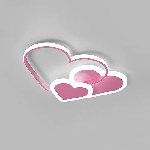 WOQLIBE Deckenlampe LED Modern Deckenleuchte Schlafzimmer Deckenlampe Herz Design Dimmbar LED Deckenleuchte Mit Fernbedienung Kinderzimmer (Rosa)