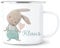 Emaille Tasse Kinder Personalisiert mit Namen Kindertasse Hase Kinderbecher für Jungen Geburtstagsgeschenk