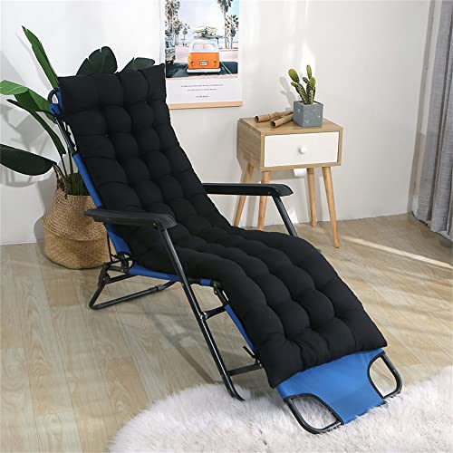 Morbuy Deckchair Auflagen für Gartenliegen, Sonnenliege Kissen Tragbare Garten Innenhof Gepolstertes Bett Relax-Liegestuhl Sitzauflage für Deckchair, Innen, Außen (53 * 160cm,Schwarz)