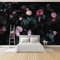 GIVLWF European Style Retro Pink Rose Flower Wall Mural Photo Wallpaper, Black Background Wall Mural, Murals Wall Art Print for Bedroom Living Room Home Decoration 400 x 280 cm