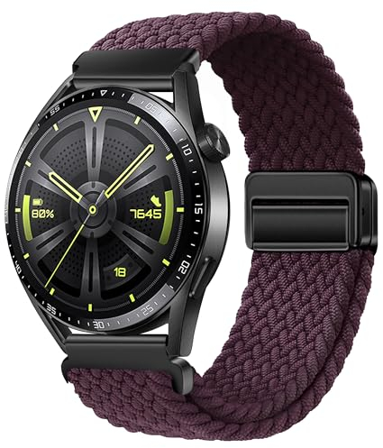 XMUXI Bracelet en nylon tressé, 22 mm, compatible avec Huawei GT4/GT3/GT2/GT 46 mm, Garmin Venu 3/Venu 2/Vivoactive 4, bracelet de montre de sport, élastique tressé, pour homme et femme, #19