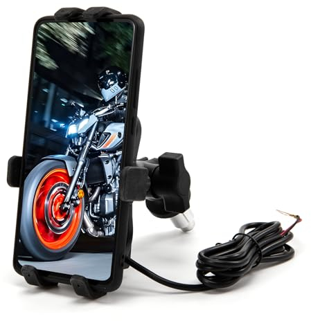 evomosa Supporto per telefono per moto in lega di alluminio Motrcycle forcella gambo foro 5,5 '' - 7 '' supporto per smartphone (Black B)
