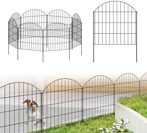 FOREHOGAR Gartenzaun aus Metall, 71,1 cm (H) x 5,7 m (L), 8 Paneele + 9 Heringe, Hundezaun, Grenzzaun, Tierbarriere, kein Graben, Gartenzaun für Hof, Blumenbeet, Rasen, Terrasse, Outdoor, CTW2829,