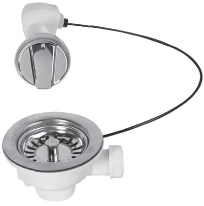 Wirquin 30723238 Bonde d’évier ø90 avec trop-plein externe et panier en inox, chromé