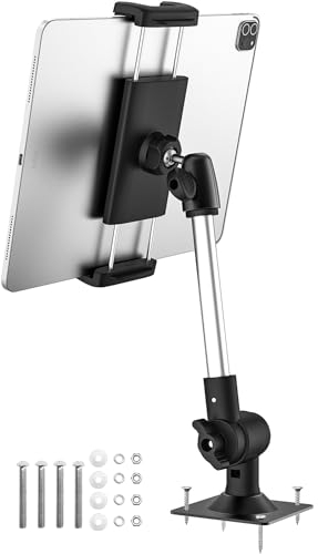 Dosvsi Bohrbasis Tablet Halterung Auto Armaturenbrett, Metall LKW iPad Halter mit Verstellbarer Arm, 360° Drehbarer KFZ Ständer für iPad Pro 12.9 Air Mini, Tabs, Z Fold, Z Flip, iPhone, 4~13 Gerät