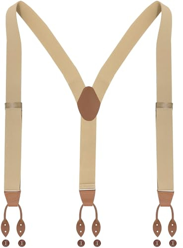 Ausukler Knöpfe Hosenträger für Herren Hosen Extra Stark 3,5cm Breit mit 6 Knöpfen Einheitsgröße