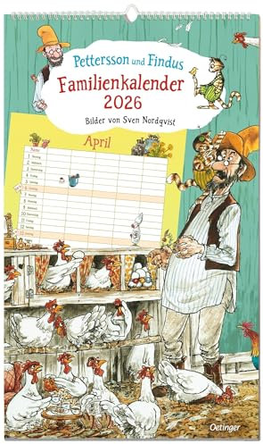 Pettersson und Findus. Familienkalender 2026: Stimmungsvoller Wandkalender mit vielen Illustrationen von Sven Nordqvist für Familien mit Kindern ab 5 Jahren